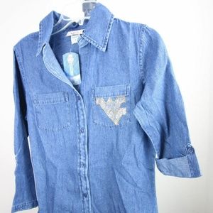 West Virginia Mountaineers Roll Sleeve Denim Shirt